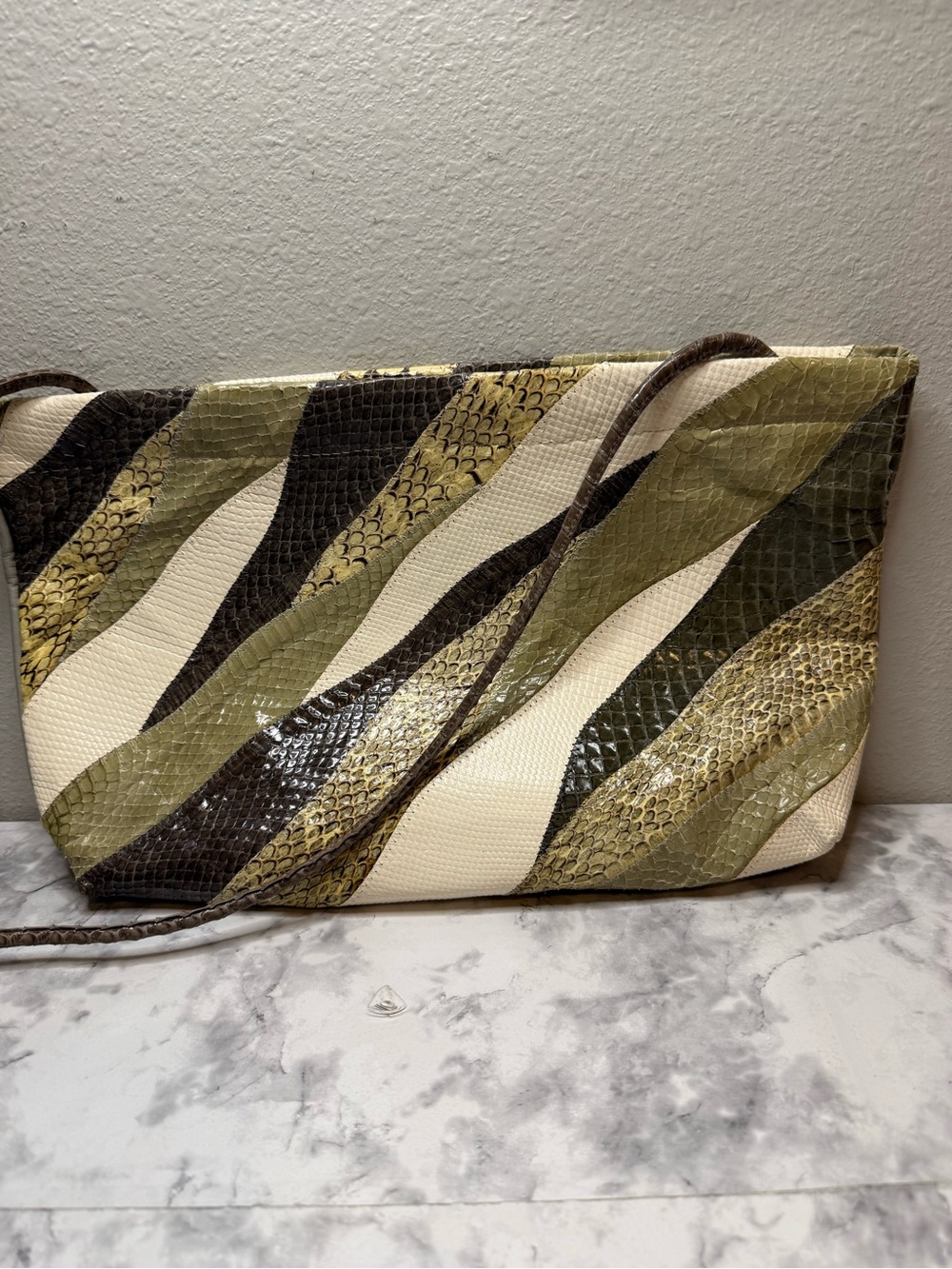 VTG Du Clai Purse Python Snakeskin Shoulder Bag Clutch Purse With Leather Strap
